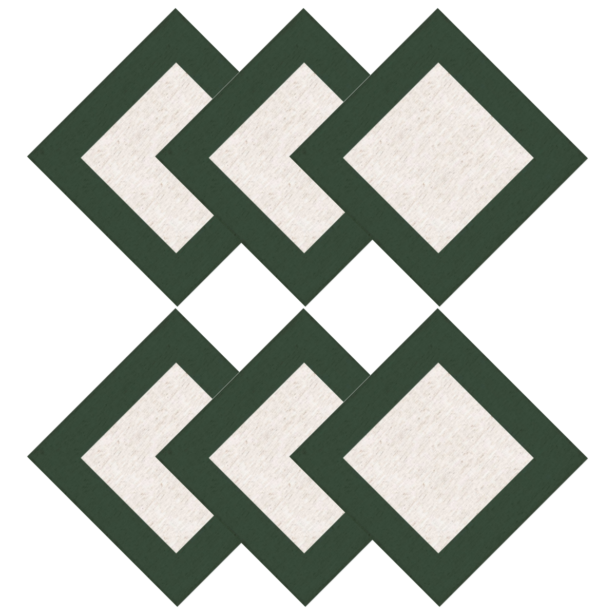 Guardanapo - Linho Off White c/ Verde - 45x45cm