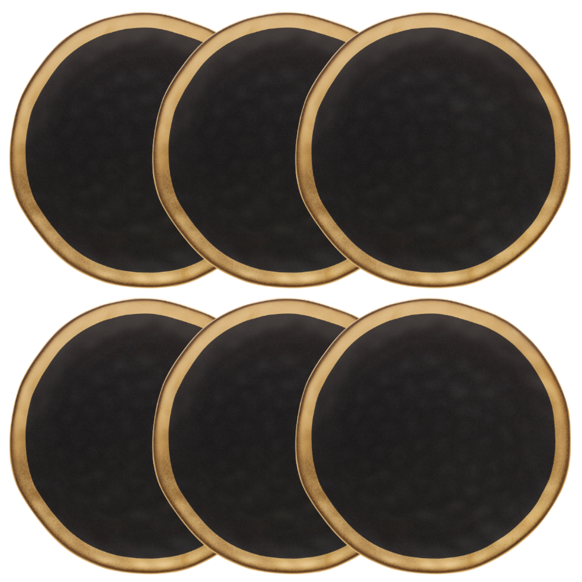 Prato de Sobremesa - Dubai Preto e Dourado - 21cm