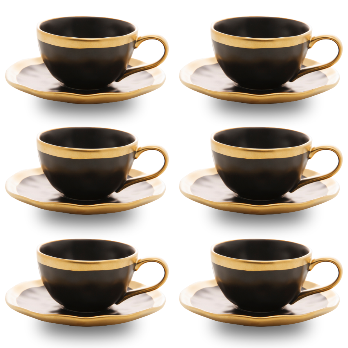 Xícara de Café com Pires - Dubai Preto e Dourado - 90ml