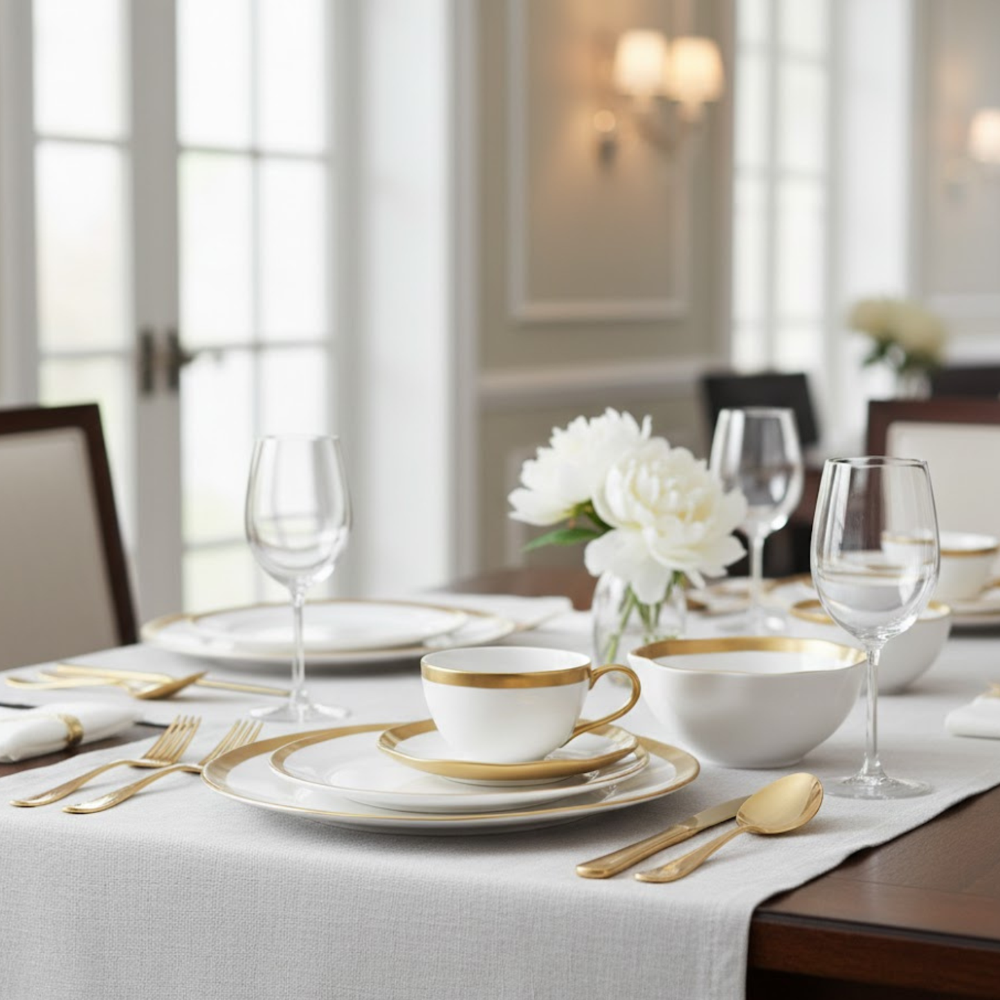 Coleção Dubai - Luxo, Sofisticação e o Brilho do Ouro na Sua Mesa - serve 6 lugares a mesa