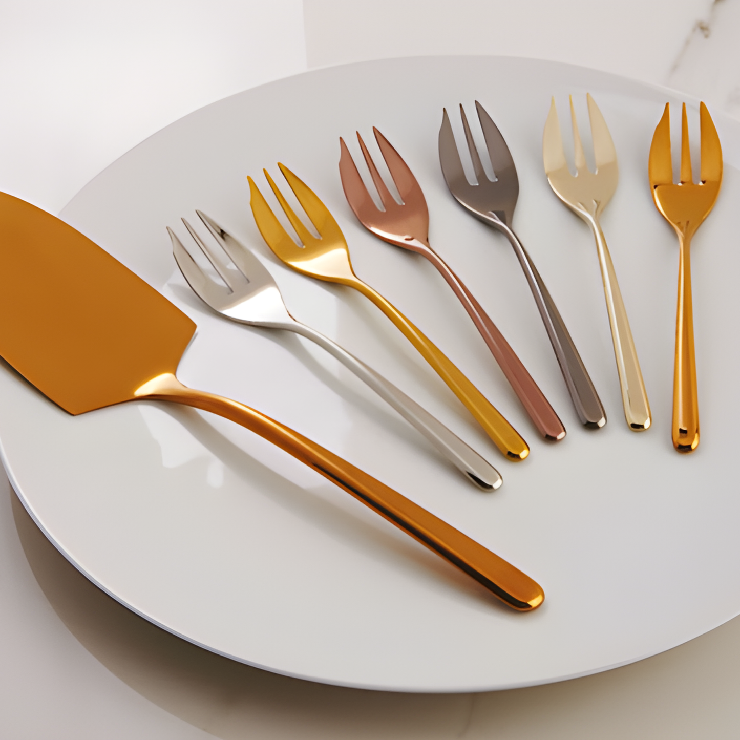 Set Sambonet Para Bolo, Tortas & Doces - 7 Peças Dourado