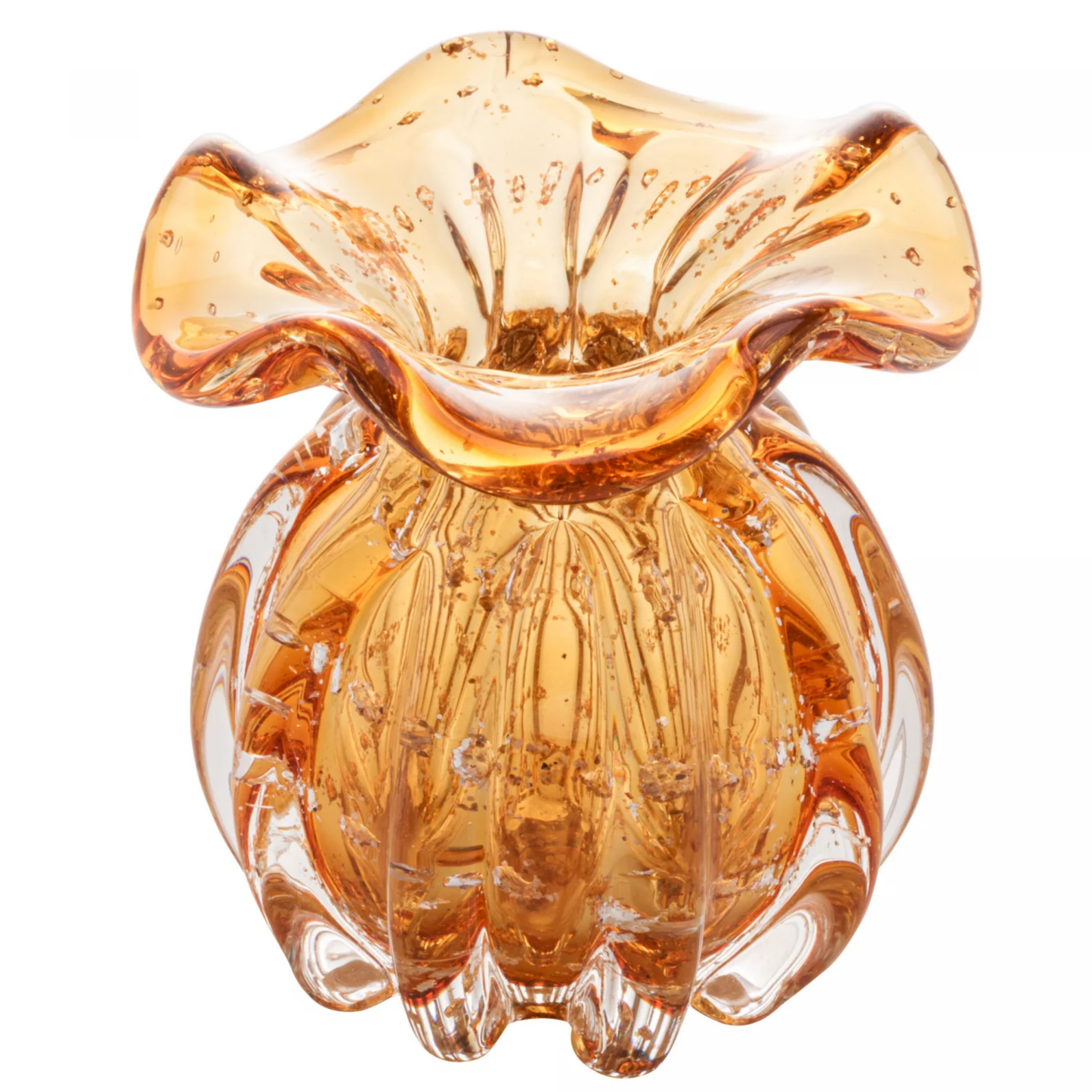 Vaso de Vidro Italy Âmbar Decorativo - Design Orgânico