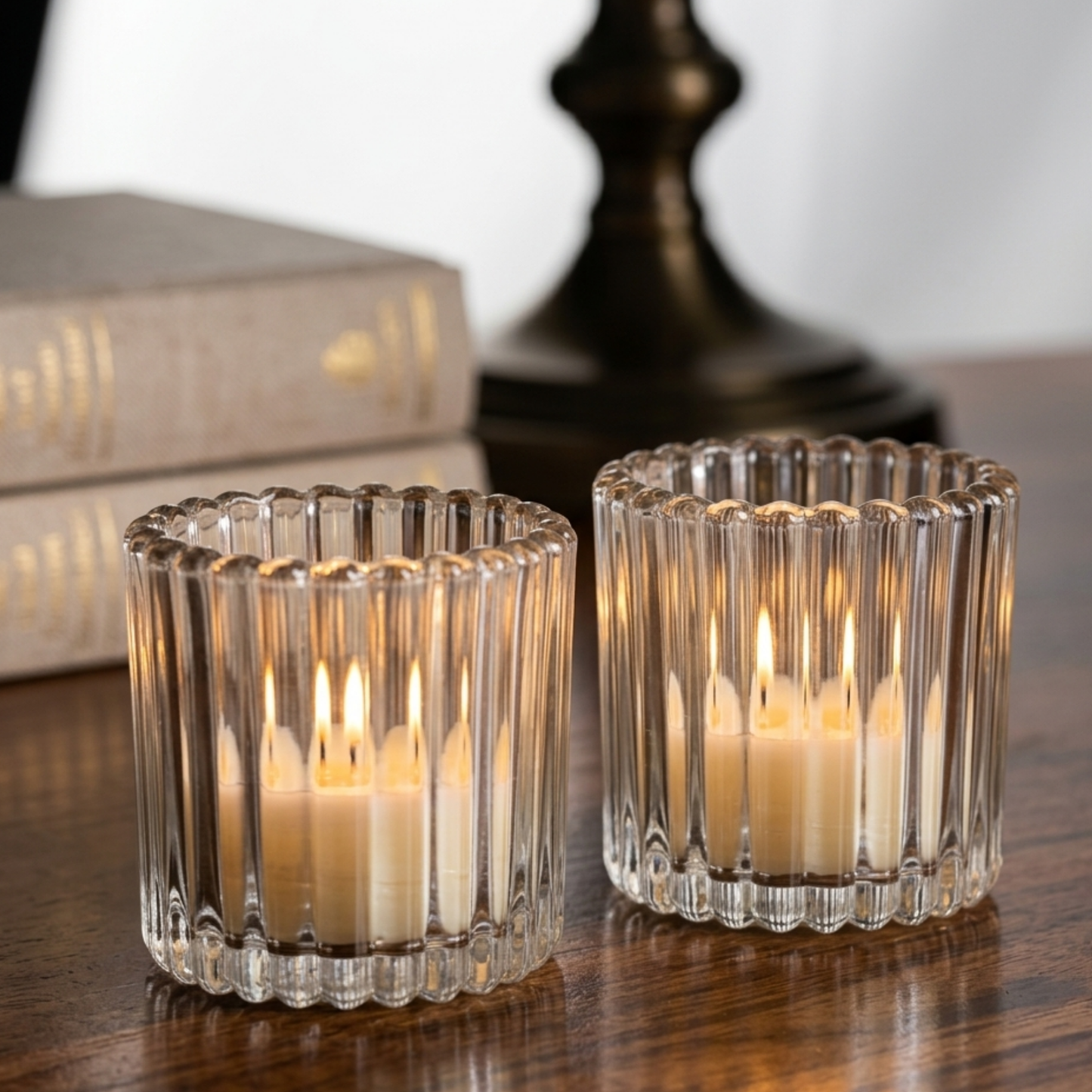 Set 2 Porta-Velas Wolff Vidro Lines – 7,5cm x 7,5cm