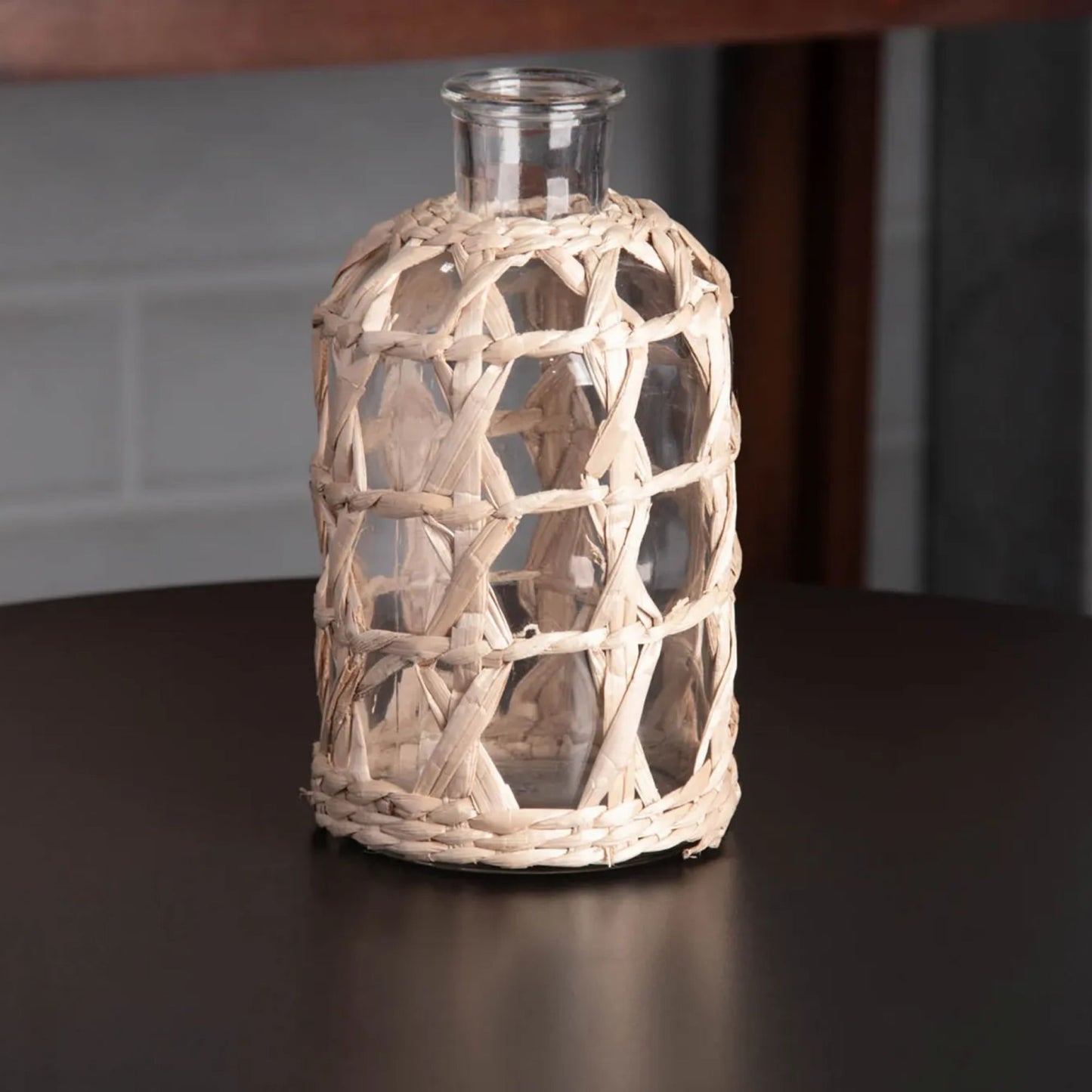 Vaso de Vidro e Fibra Natural Wolff – 11cm x 20cm