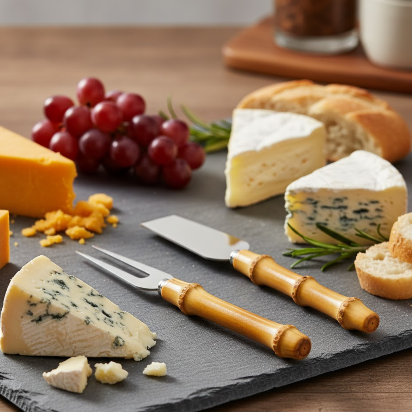 Conjunto para Queijo - 3 Peça - Garbo Bamboo Natural Silver