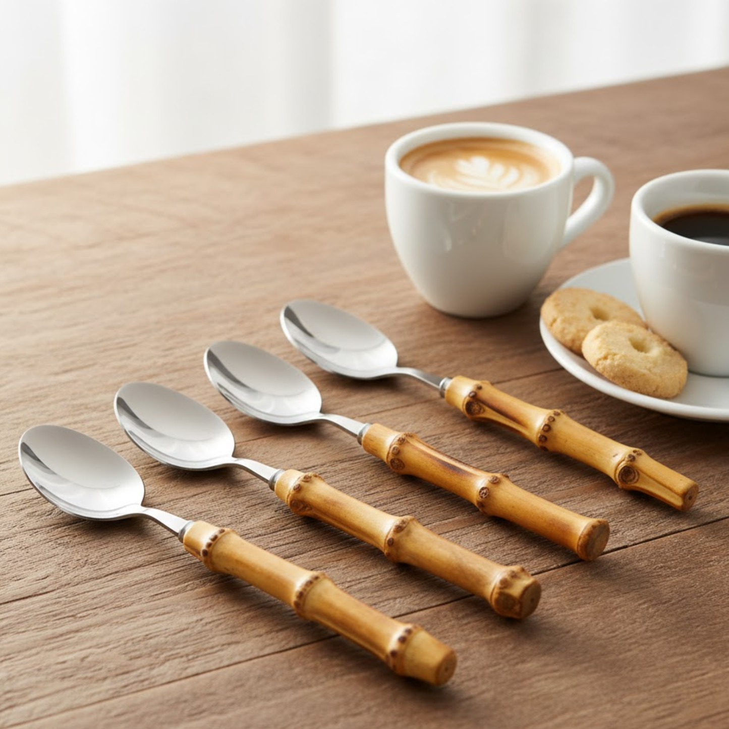 Conjunto - Colheres de Sobremesa - 4 peças Garbo Bamboo Natural Silver