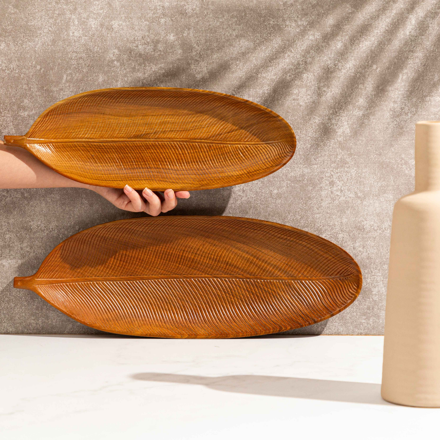 Bandeja Folha - Wood - 40,5cm x 14cm