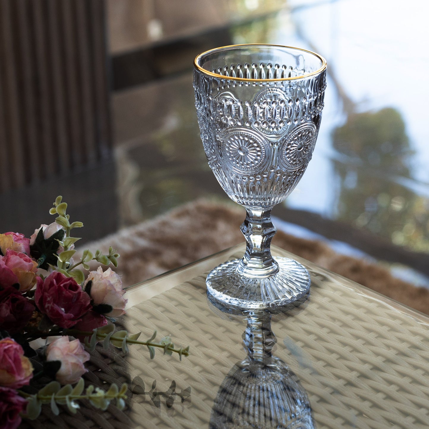 Conjunto 6 Taças - Fio de Ouro Mandala - 320ml