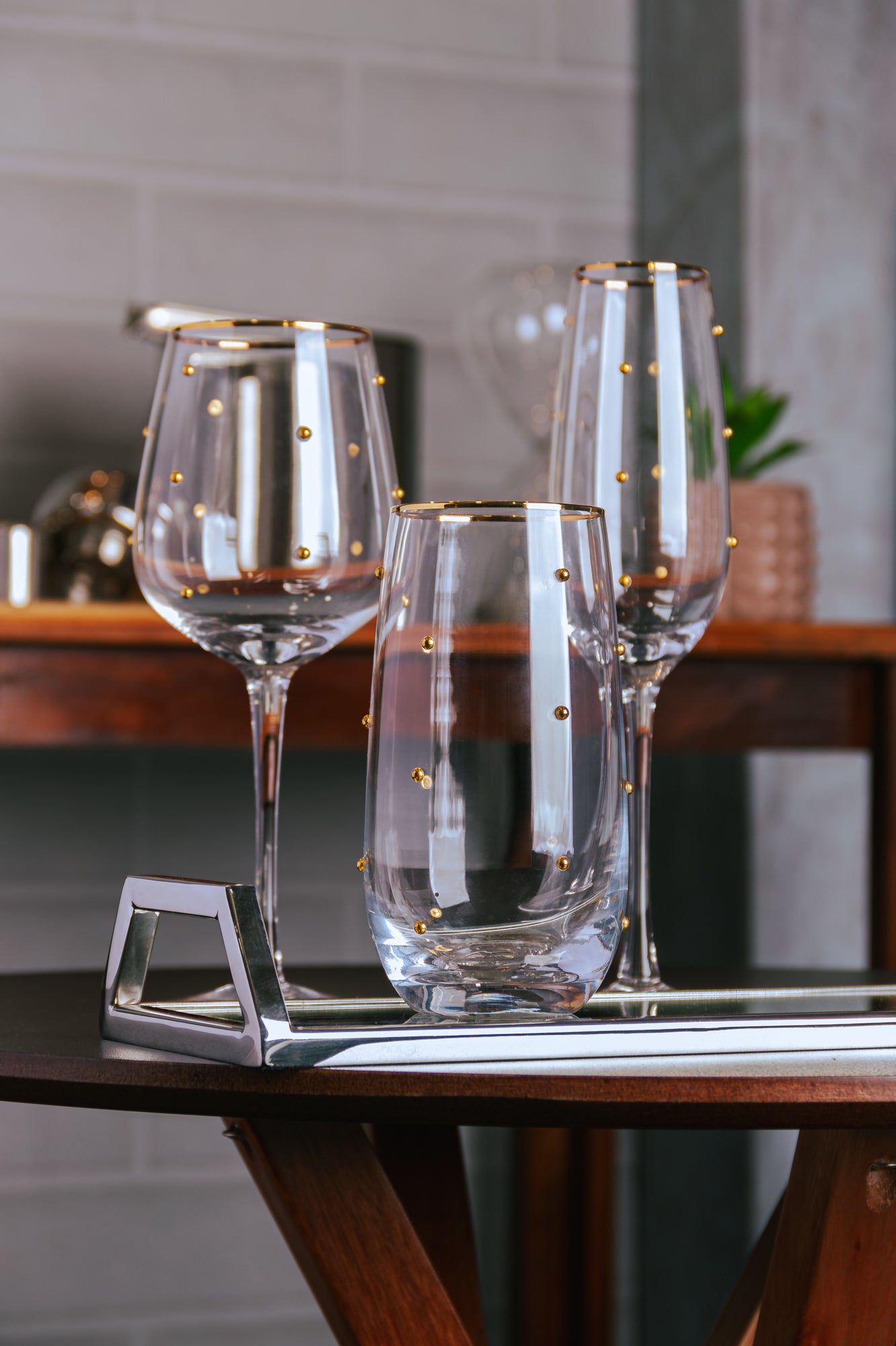 Conjunto 2 Taças p/ Vinho - Balls Fio de Ouro - 350ml