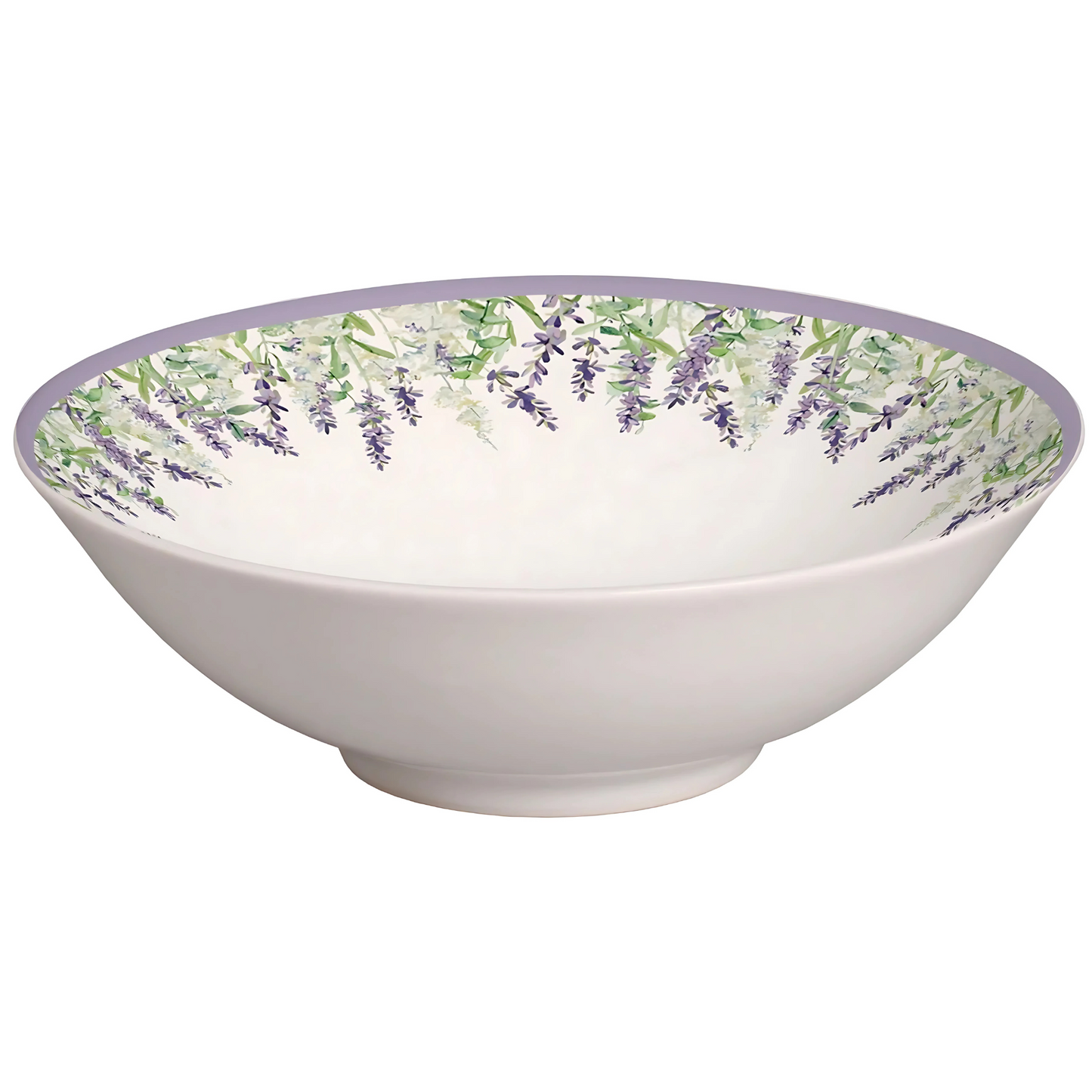 Bowl de cerâmica lavanda, 300ml, com estampa da linha Blessed Easter, sobre a mesa.