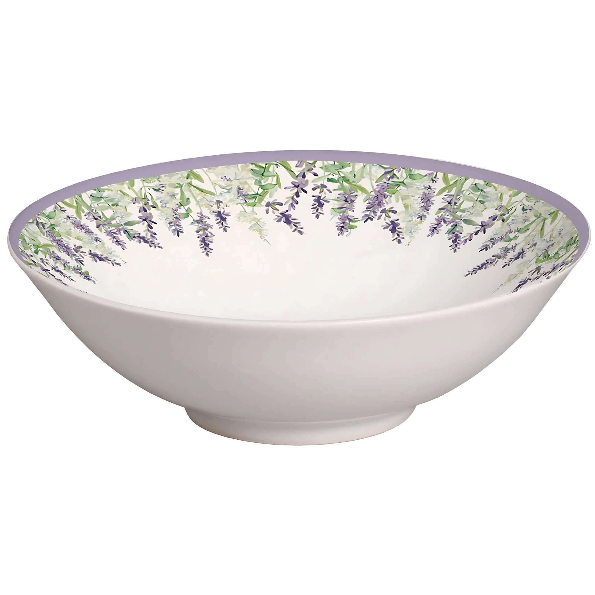 Bowl de cerâmica lavanda, 300ml, com estampa da linha Blessed Easter, sobre a mesa.