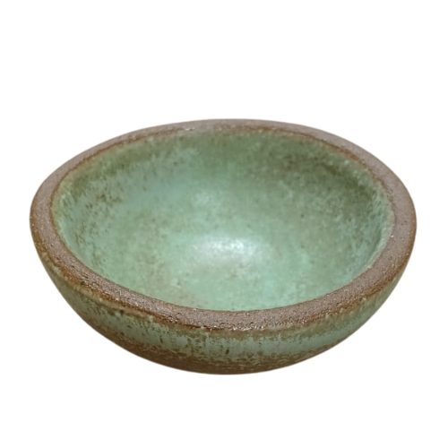 Bowl pequeno de cerâmica artesanal, cor Tiffany fosco, ideal para molhos.