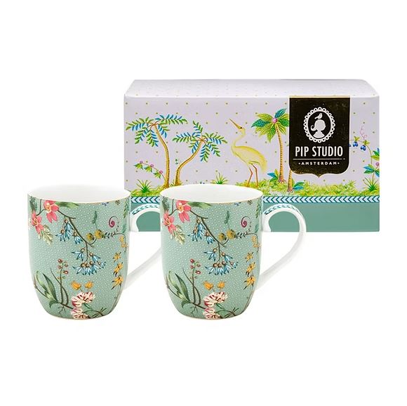 Set/2 Caneca Pequena Flowers Azul - Jolie