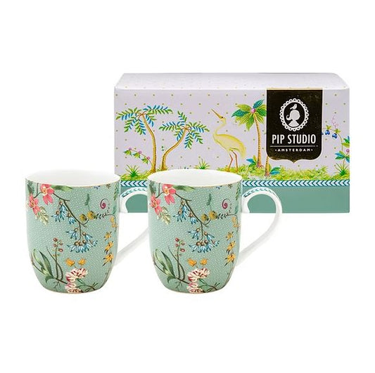 Set/2 Caneca Pequena Flowers Azul - Jolie