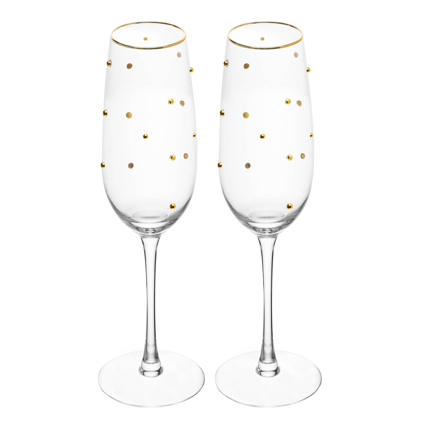 Conjunto de 2 Taças de Champanhe Balls (220ml) com detalhe de Fio de Ouro na borda.