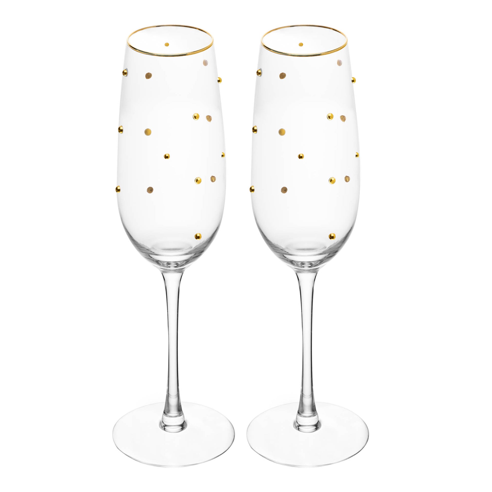 Conjunto de 2 Taças de Champanhe Balls (220ml) com detalhe de Fio de Ouro na borda.