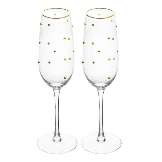 Conjunto de 2 Taças de Champanhe Balls (220ml) com detalhe de Fio de Ouro na borda.
