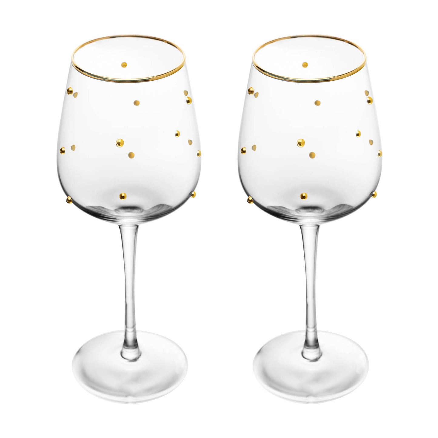 Conjunto de 2 Taças de Vinho Balls (350ml) com detalhe de Fio de Ouro na borda.