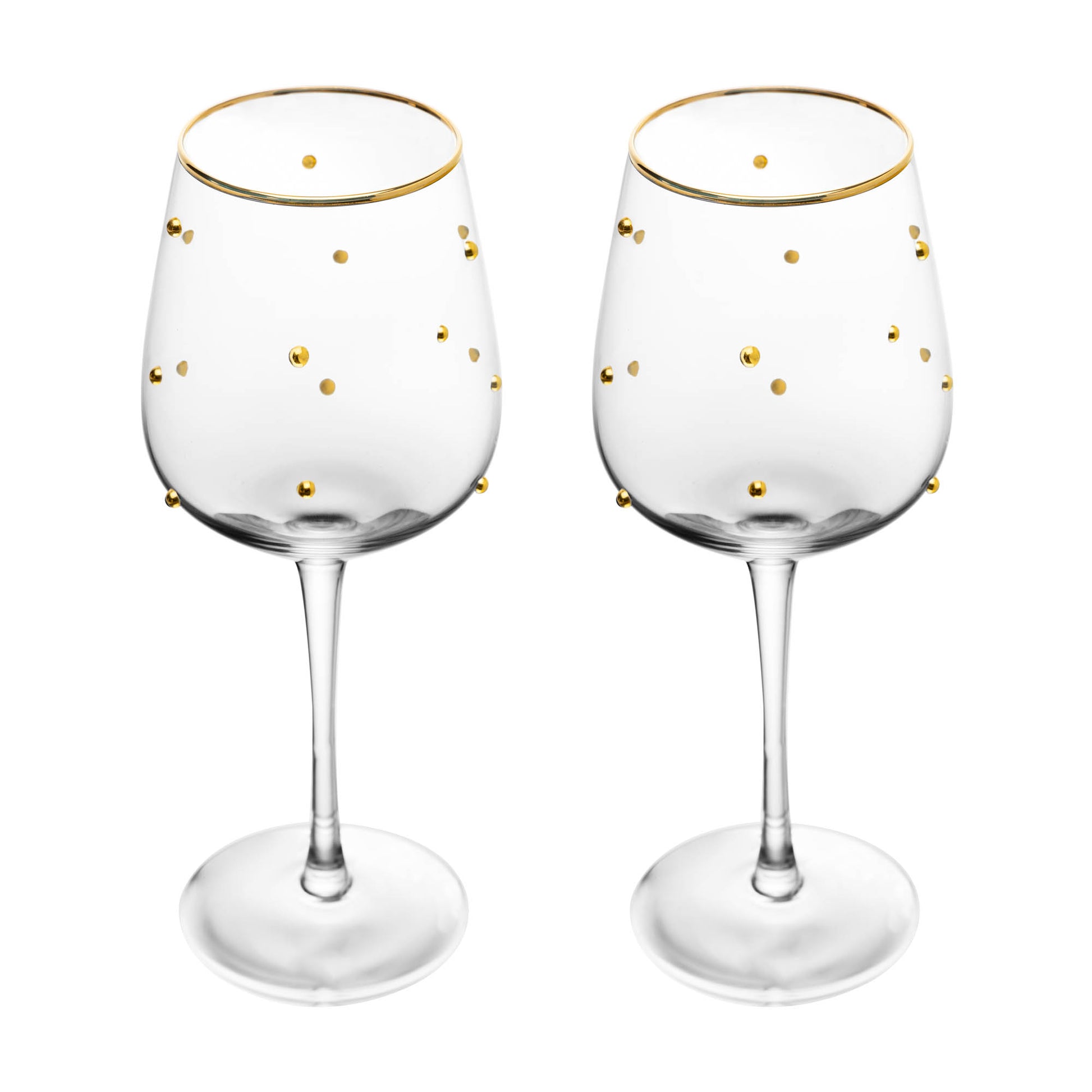 Conjunto de 2 Taças de Vinho Balls (350ml) com detalhe de Fio de Ouro na borda.