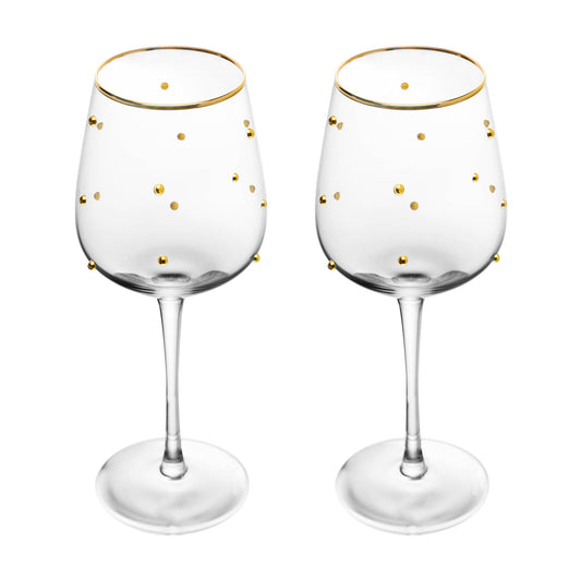 Conjunto de 2 Taças de Vinho Balls (350ml) com detalhe de Fio de Ouro na borda.