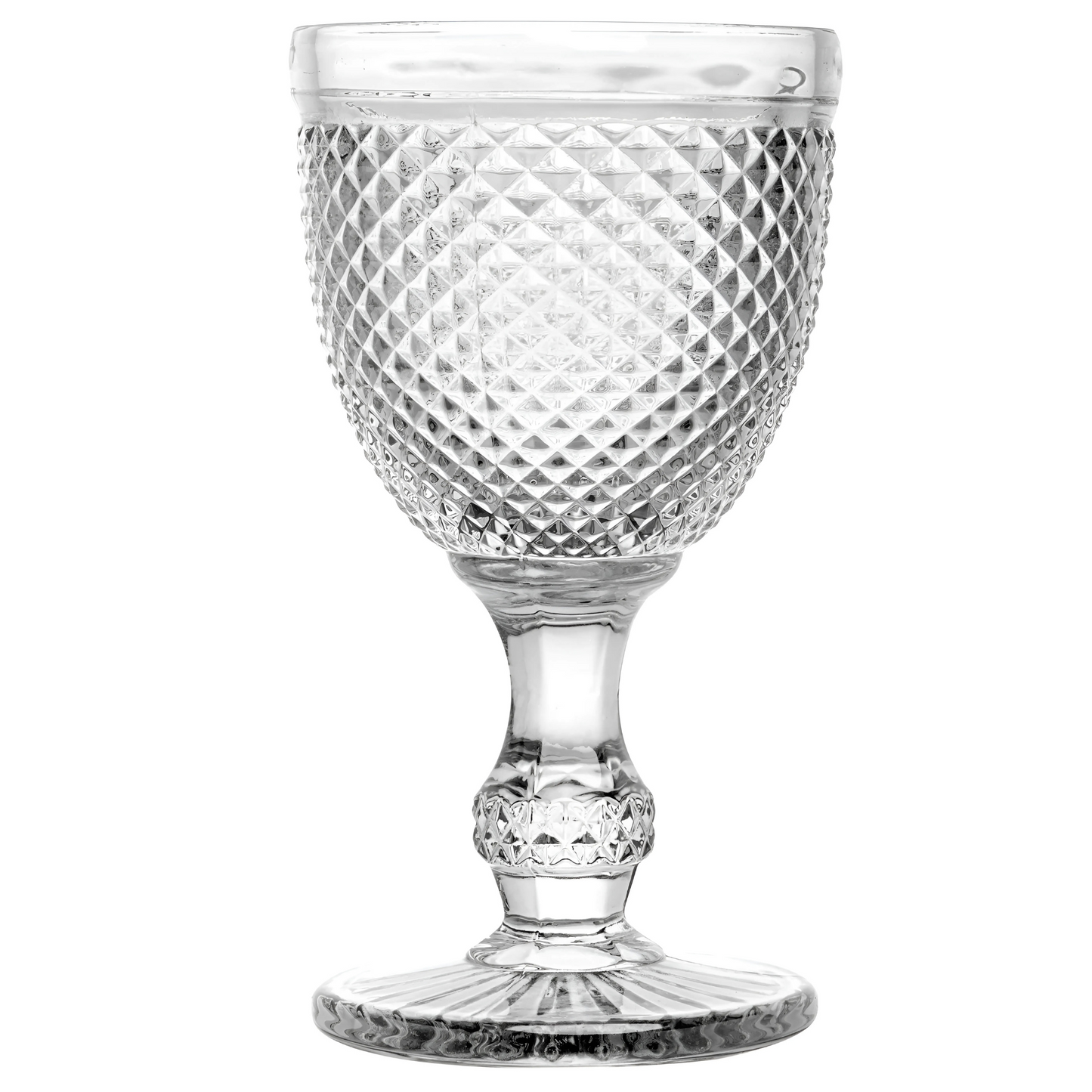 Conjunto de 6 Taças para Água Bico de Jaca (300ml) em vidro transparente, com textura em relevo.