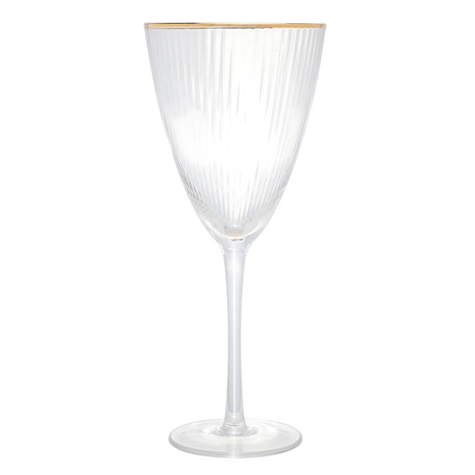 Conjunto de 2 Taças de Vinho Lines (400ml) com detalhe de Borda Dourada.