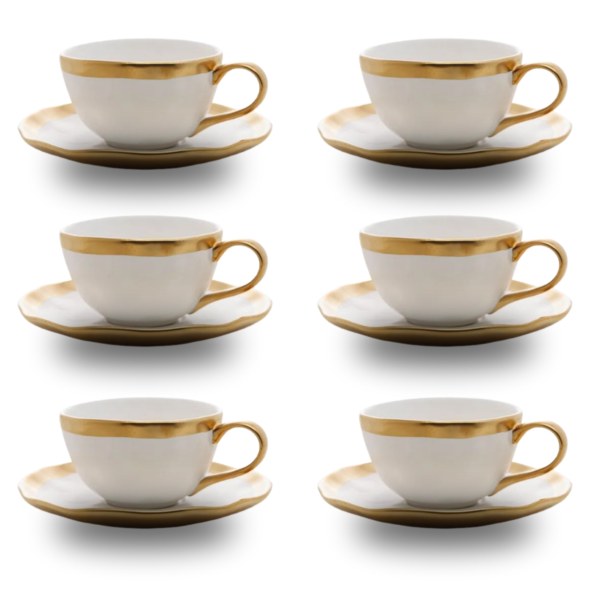 Xícara de Café c/ Pires - Dubai Branco e Dourado - 90ml