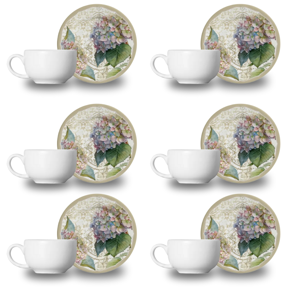 Xícara de Café c/ Pires - Hortênsia