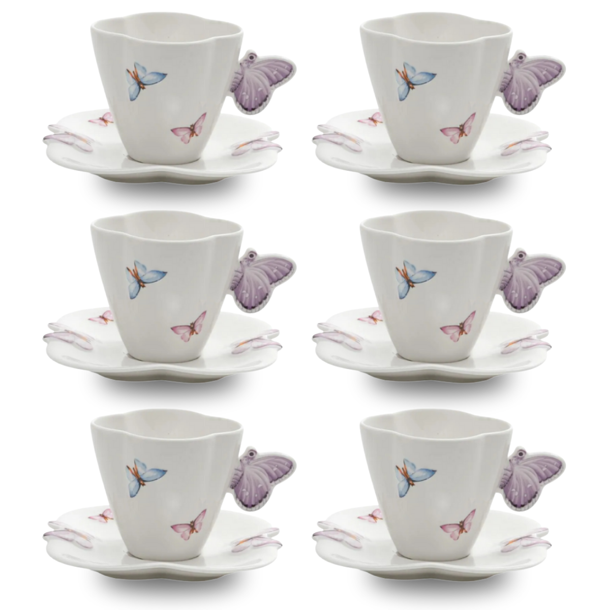 Xícara de Chá c/ Pires - Borboletas