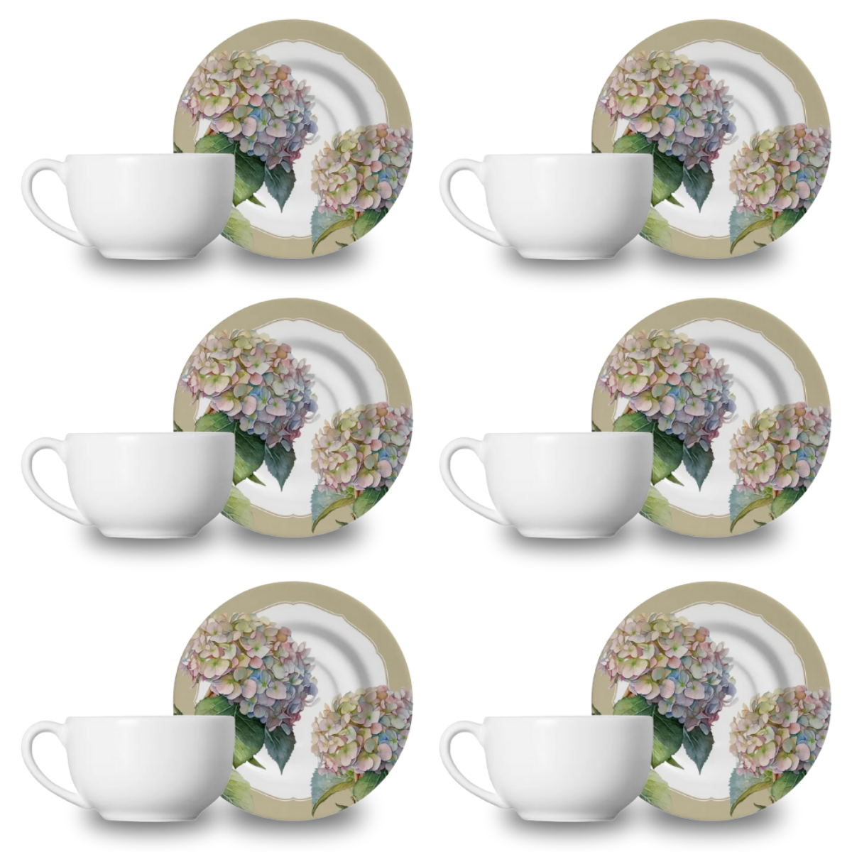 Xícara de Chá com Pires - Hortênsia - 250ml