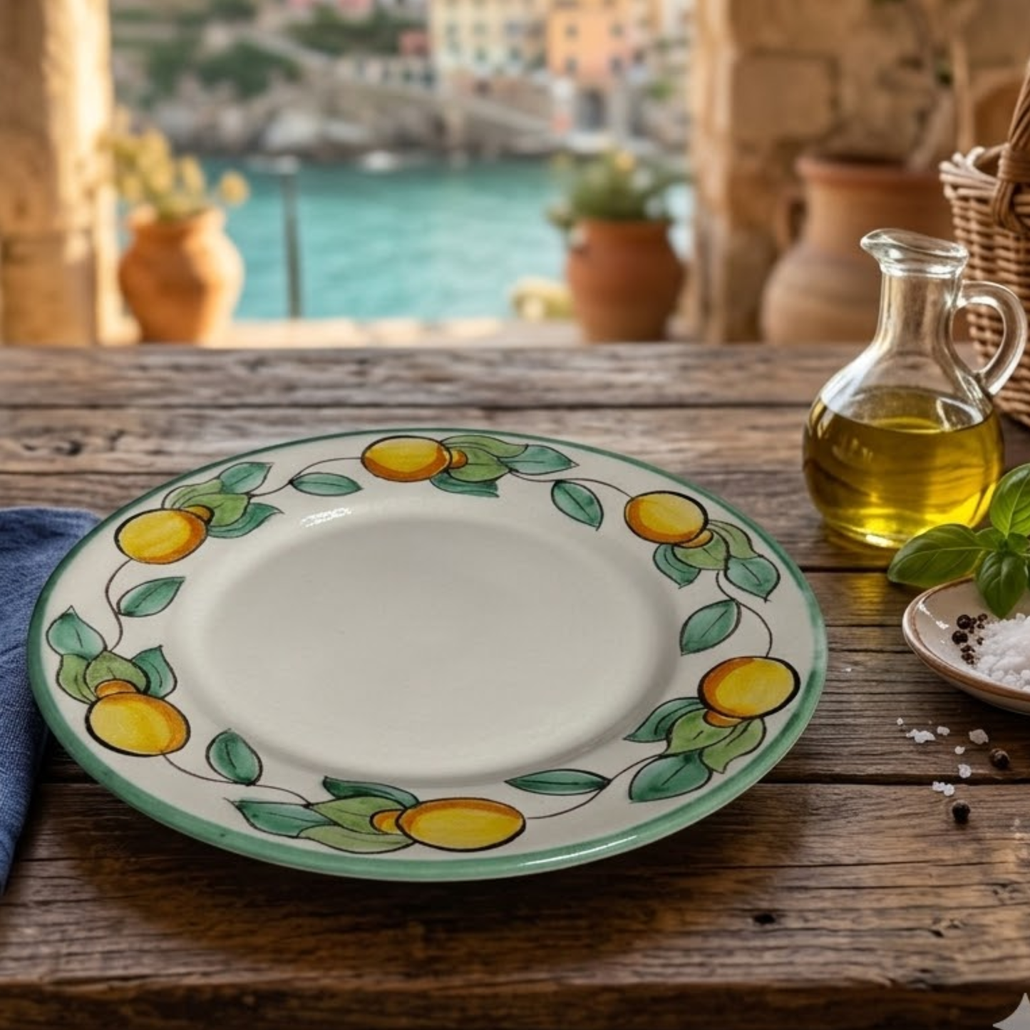 Prato Raso Italiano Limoni Vietri – Cerâmica Artesanal da Costa Amalfitana - 26cm