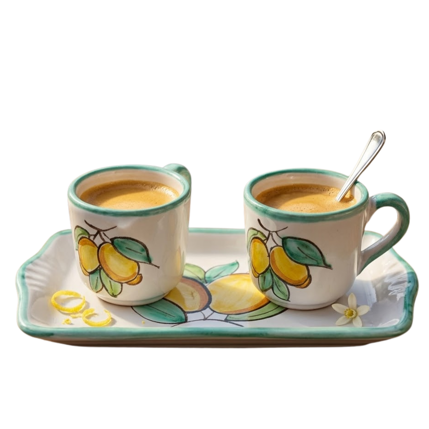 Set Café Italiana Limoni Vietri Costa Amalfitania – Xícara e Tête-à-Tête em Cerâmica Artesanal