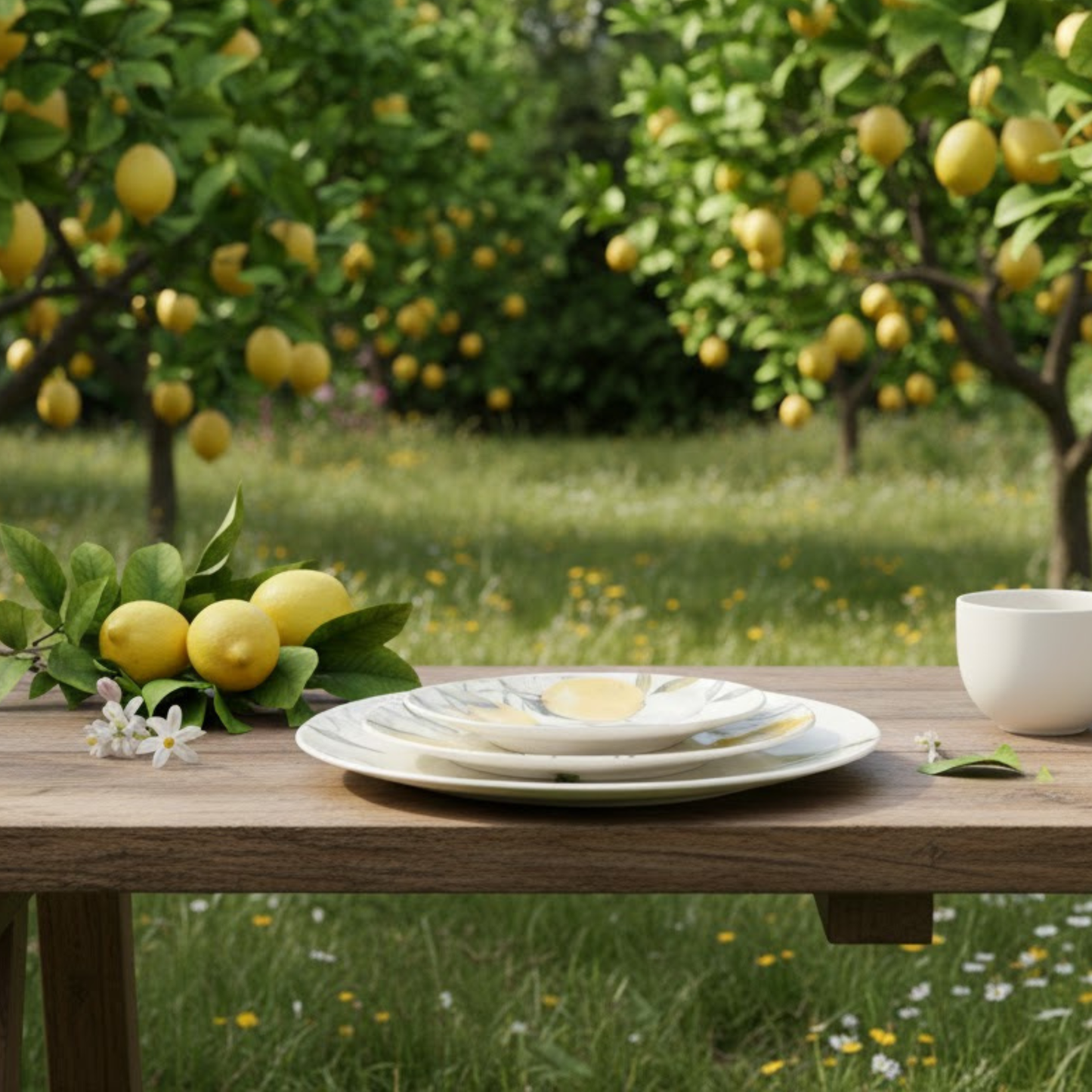 Coleção Limão Siciliano - A Elegância do Mediterrâneo à Sua Mesa - serve 6 lugares a mesa