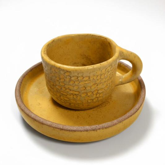 Set 2 Xícara para Chá & Café - Amarelo - Cerâmica Artesanal