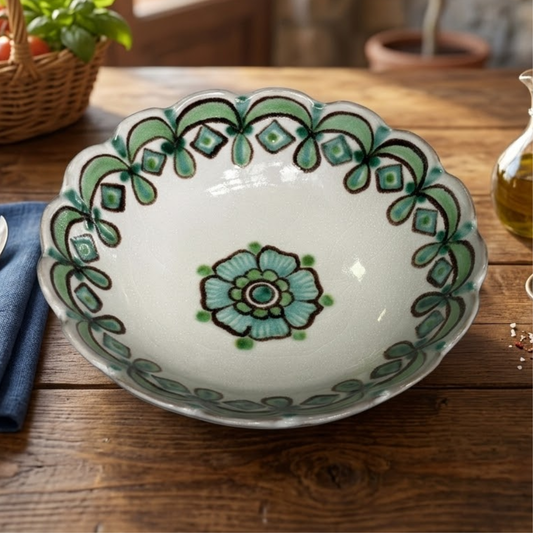 Saladeira Italiana Gota Verde Vietri – Cerâmica Artesanal Italiana - 30cm x 11cm