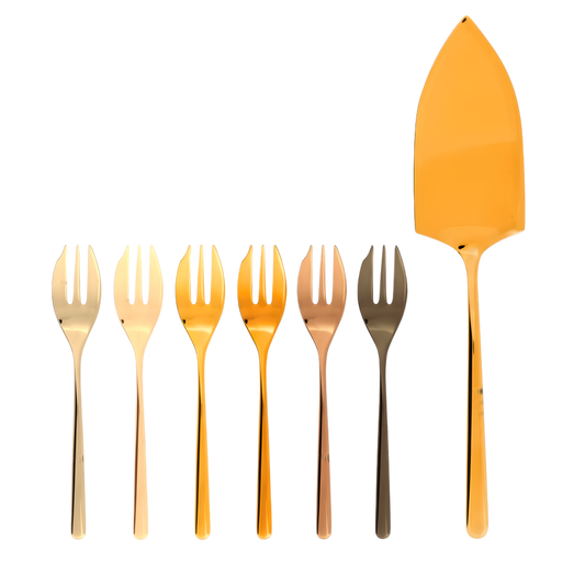 Set Sambonet Para Bolo, Tortas & Doces - 7 Peças Dourado