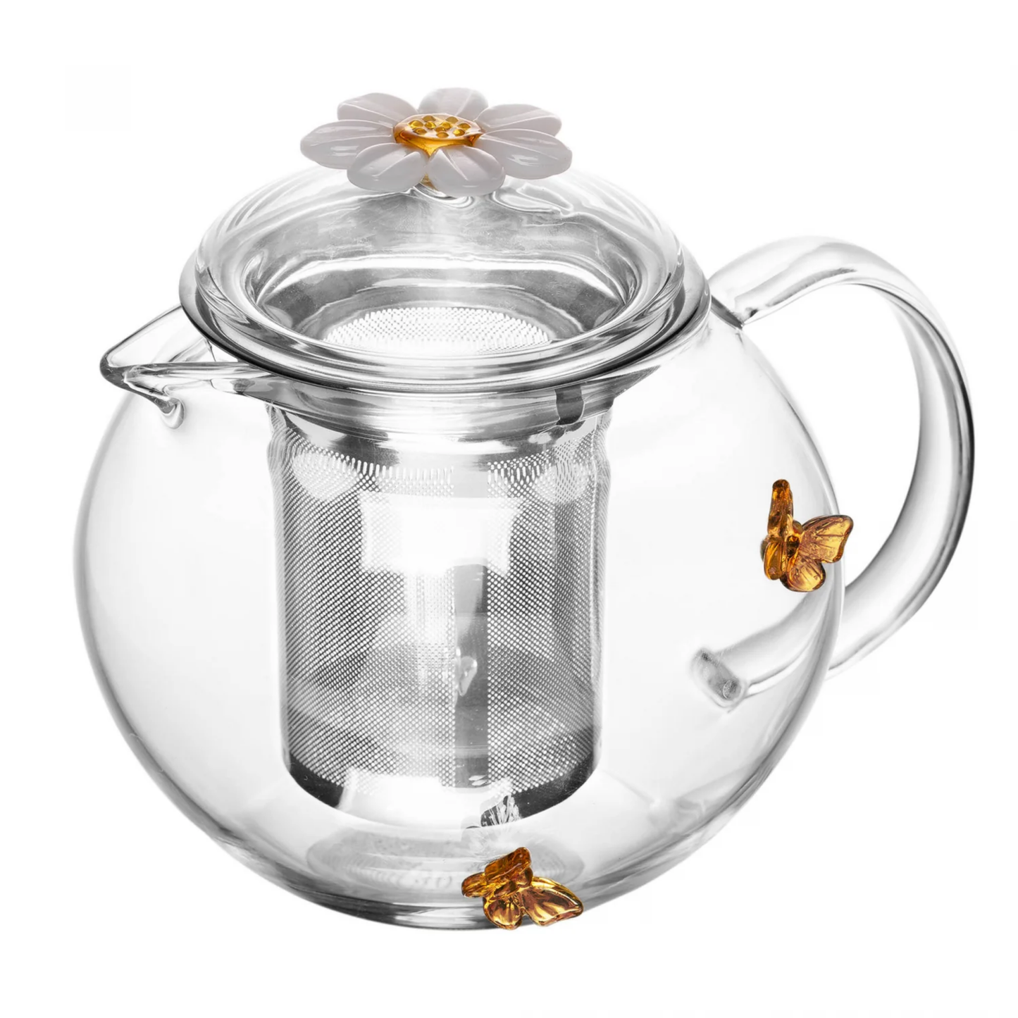 Chaleira de Vidro Borossilicato com Difusor Sun Garden 600ml e Detalhes em Borboleta