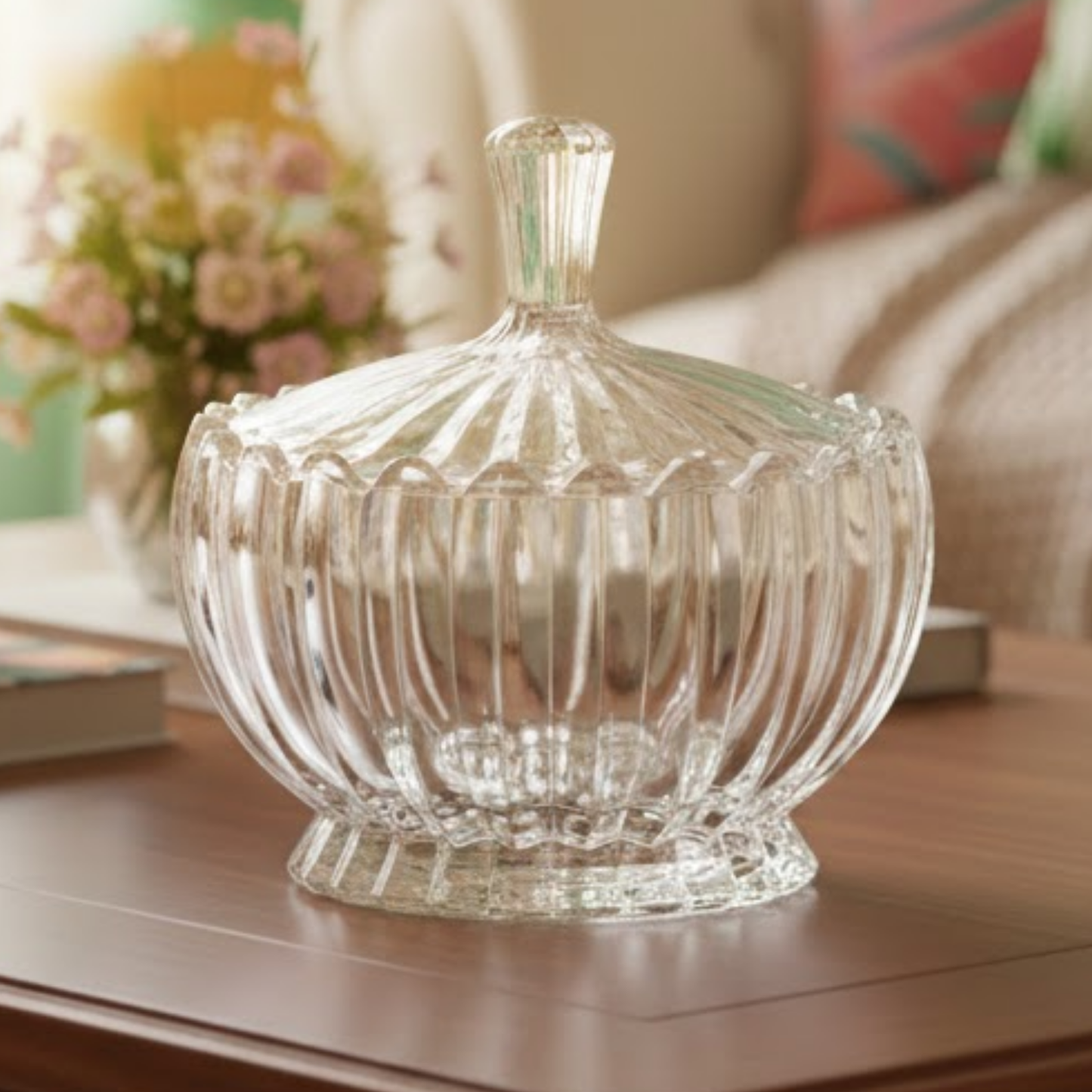 Potiche Decorativo de Cristal de Chumbo Geneva com Tampa 17cm x 18cm