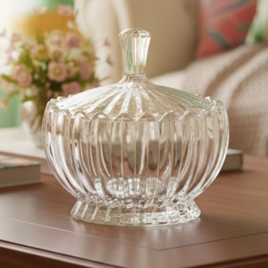 Potiche Decorativo de Cristal de Chumbo Geneva com Tampa 17cm x 18cm