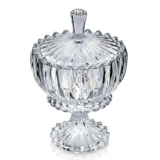 Potiche Decorativo com Base e Tampa Geneva em Cristal de Chumbo – 17cm x 25cm