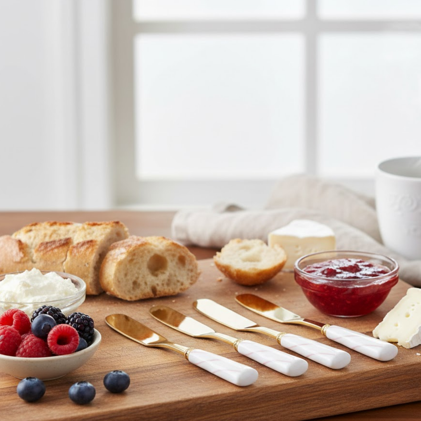 Set 4 Espátulas Gourmet em Aço Inox Dourado e Cerâmica Marmorizada