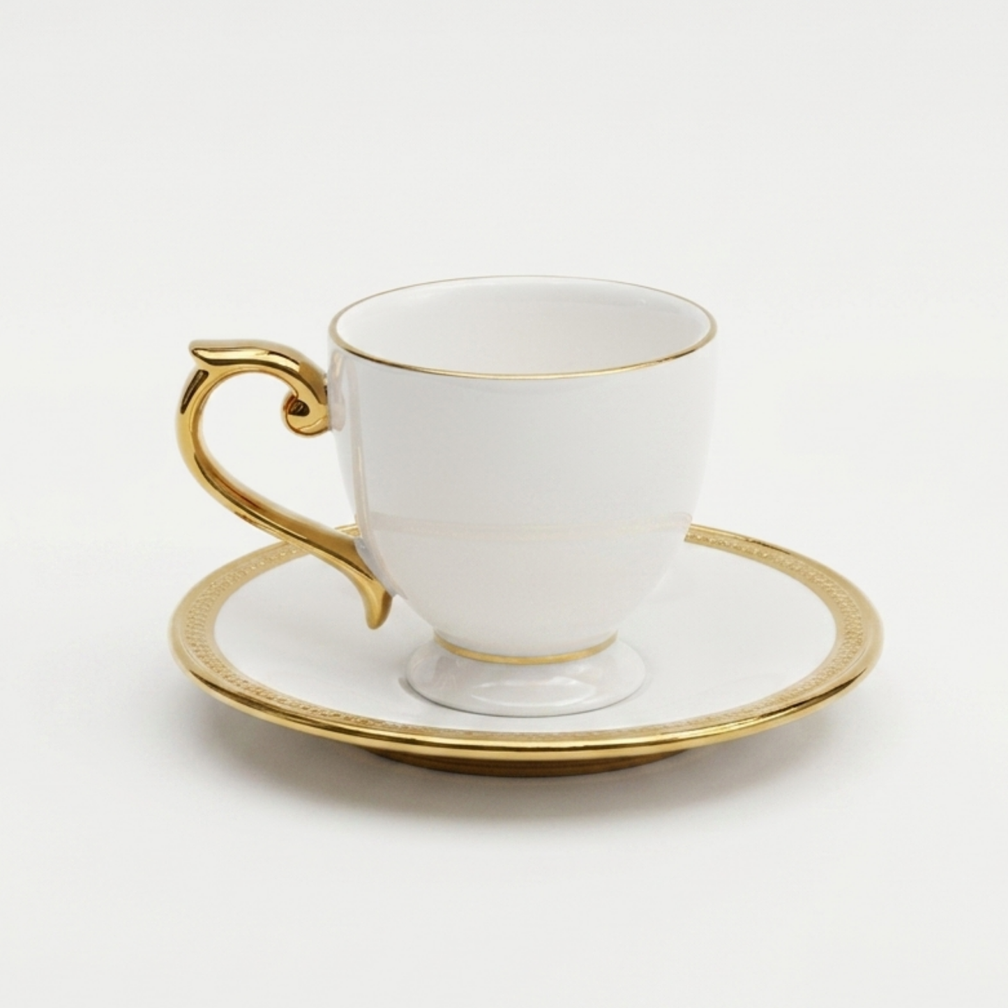 Set 6 Xícaras de Chá Wolff Porcelana com Pires Paddy Branco – 200ml