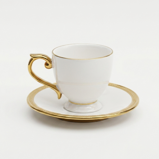 Set 6 Xícaras de Chá Wolff Porcelana com Pires Paddy Branco – 200ml