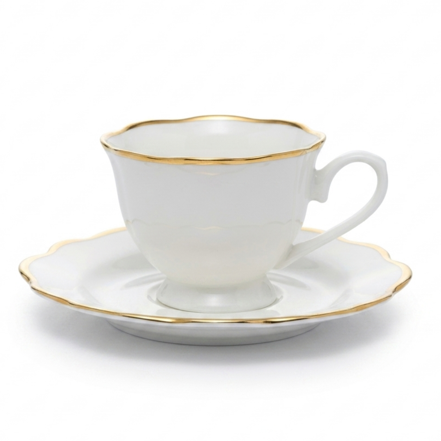 Set 6 Xícaras de Café Wolff Porcelana com Pires Maldivas e Fio de Ouro – 80ml