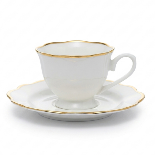 Set 6 Xícaras de Café Wolff Porcelana com Pires Maldivas e Fio de Ouro – 80ml