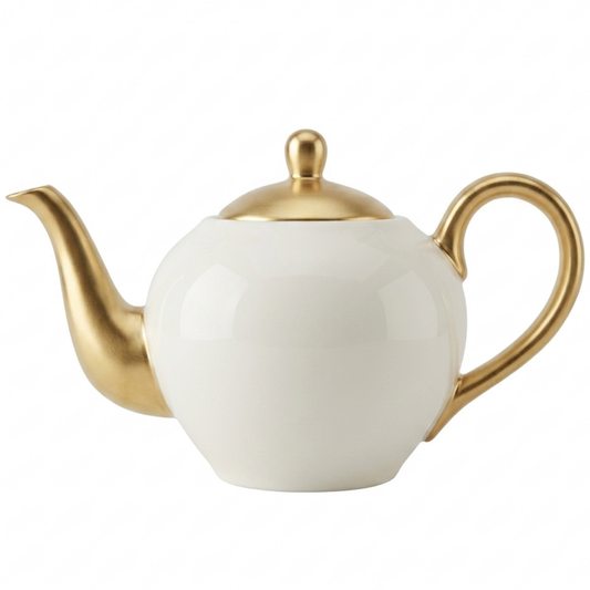 Bule de Chá Wolff Porcelana Dubai Branco e Dourado – 1L