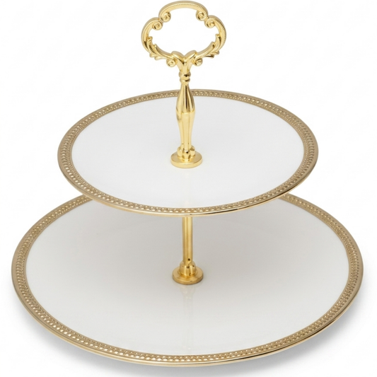 Prato Duplo para Doces Wolff Porcelana Paddy Branco – 27cm x 4,5cm