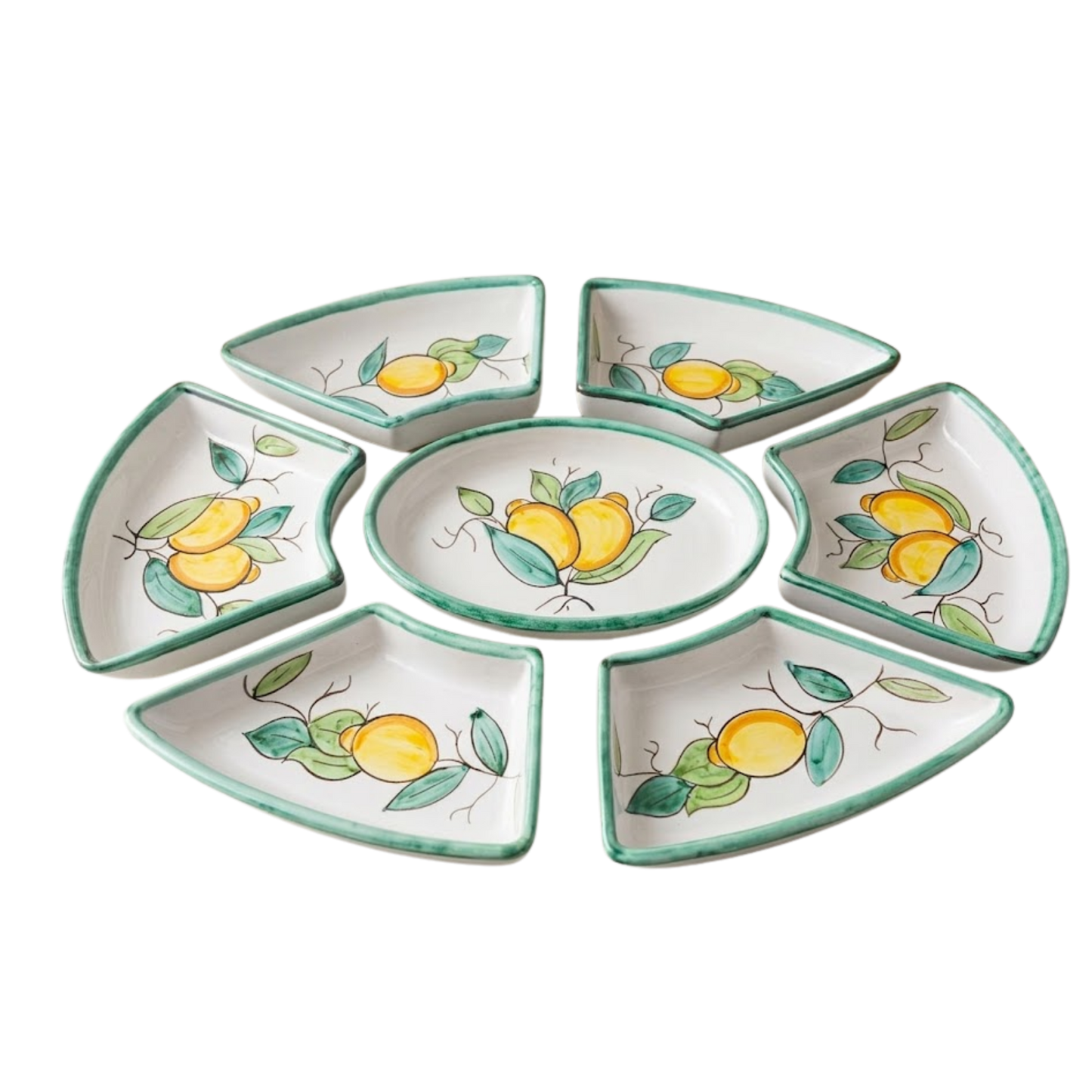 Petisqueira Italiana Componível Limoni Vietri – 7 Peças em Cerâmica Artesanal - 32cm x 43cm
