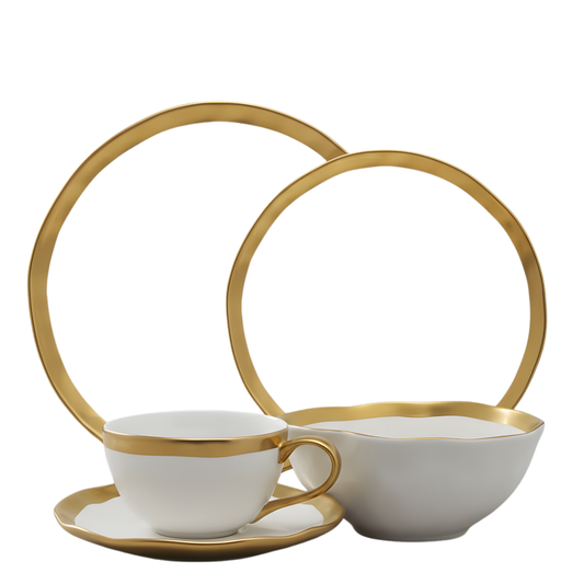 Coleção Dubai - Luxo, Sofisticação e o Brilho do Ouro na Sua Mesa - serve 6 lugares a mesa