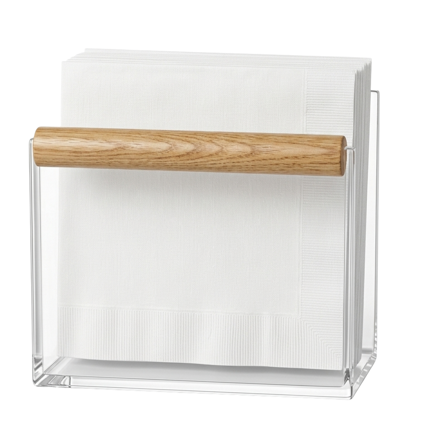 Porta Guardanapo em Acrílico e Bambu – 13cm x 13cm